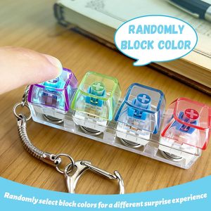 <b>Keyboard</b> Fidget Keychain Square Pattern <b>Led</b> Color Changing Clicker Stress Relief Toy for Kids Adults Zinc Alloy Plastic Material - Product Image 5
