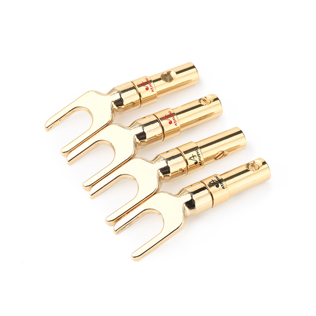U Type Y Type Hifi Speaker Banana Plug Pure Copper Gold Plated Connector Spade Speaker Banana Plugs Audio Video Screw Terminal