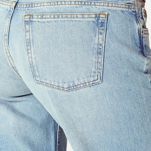 Pantalones vaqueros de <span class=keywords><strong>tiro</strong></span> <span class=keywords><strong>bajo</strong></span> de ajuste holgado para mujer OEM 100% algodón pantalones de mezclilla azul claro ropa de calle informal pantalones vaqueros de pierna ancha - Product Image 5