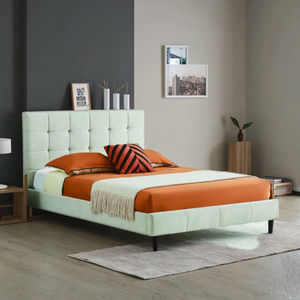 Cadre de <span class=keywords><strong>lit</strong></span> en tissu blanc capitonné de style nordique pour <span class=keywords><strong>2</strong></span> personnes, tailles Queen et King, 1,6 m – Vente en gros directe usine - Product Image 2