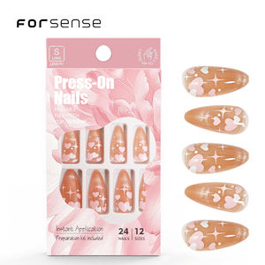 Venta al por mayor <span class=keywords><strong>a</strong></span> granel Prensa en suministros de uñas caja de embalaje uñas artificiales de almendra corta <span class=keywords><strong>para</strong></span> niñas lindo clip de ojo de gato rosa en juego de uñas - Product Image 1