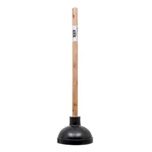 Toilet Plunger Fix Clogged Pressure Original Bathroom 20.9" PVC Sucker Toilet Plunger Suction Cup with Long Wooden Handle