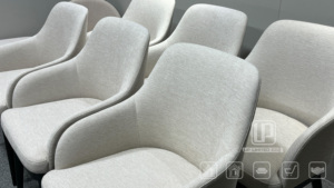 Direct Sale Modern Living Room <b>Dining</b> <b>Chair</b> Solid Wood Construction White Fabric <b>Dining</b> <b>Chair</b> Backrest Fabric Leisure <b>Chair</b> - Product Image 5