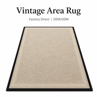 Tapis de salon moderne minimaliste crème, tapis texturé sur mesure avec bordure noire, antidérapant, résistant à l'usure, insonorisant, OEM