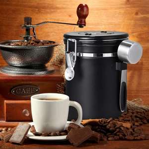 Modern Airtight Food Storage Coffee Bean Tea Canister with Mirror Finish Stainless Steel Flip Top Lid and Date Tracker - Product Image 2