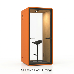 Cabine téléphonique acoustique carrée pour bureau, insonorisation 30 dB, mobile et modulaire, idéale pour studio de médias, enregistrement et voix off - Product Image 1