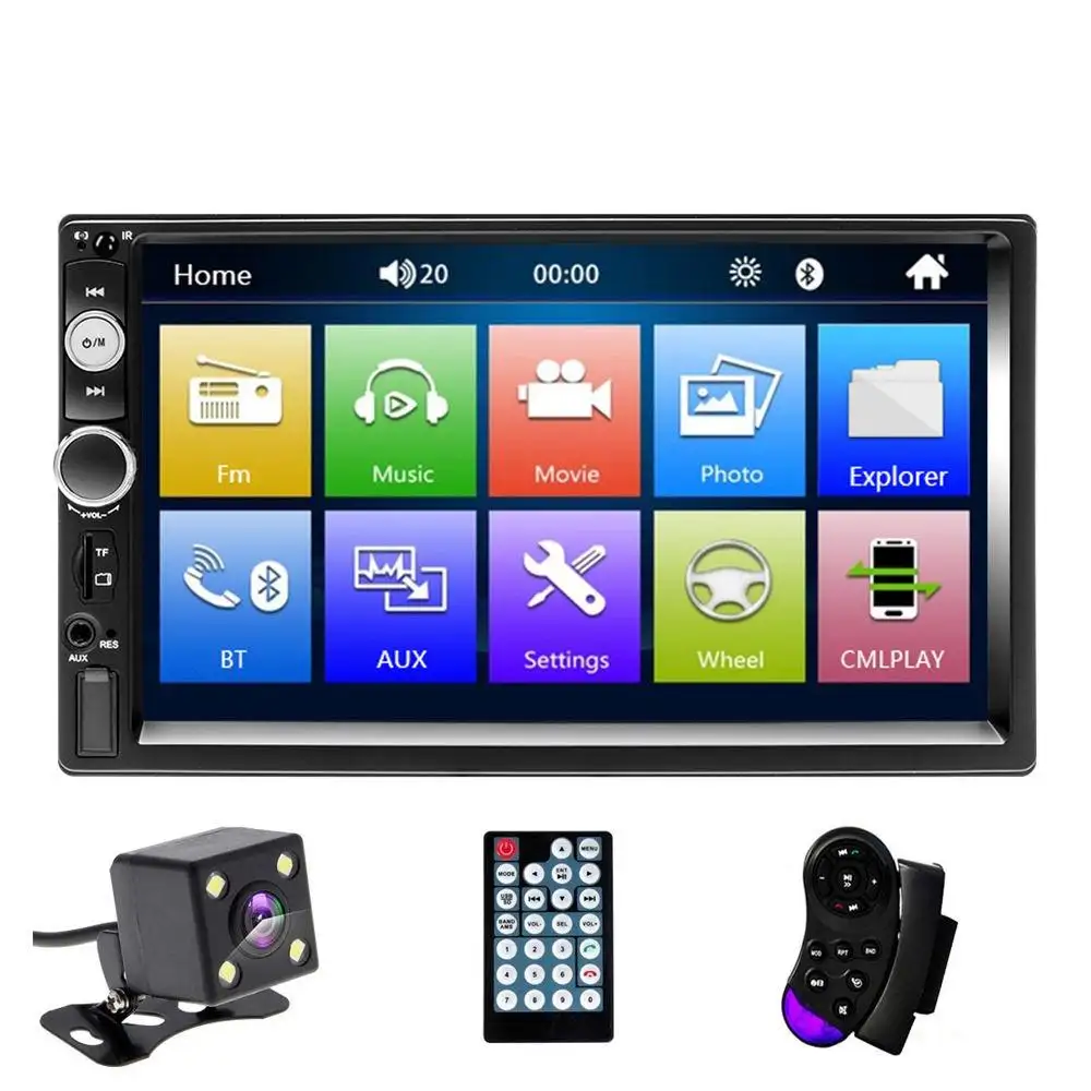 Evrensel 2 Din araba radyo Stereo radyo 7 "HD dokunmatik ekran araba Mp5 çalar BT telefon bağlantı FM USB AUX-IN araba oto ses