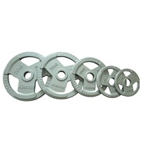Disques de musculation en fonte thermolaquée à 3 trous Tri Grip pour haltères, équipement de fitness pour la musculation