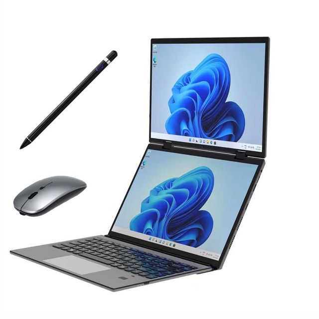 2026 New 14 Inch+14 Inch Dual Touch Screen Intel 14th N150 CPU 32G Aluminum Yoga Ultrabook for Business Office Education Laptops