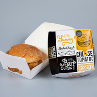 Personalizable Desechable Blanco Corrugado Hamburguesa Para Llevar Caja de Hamburguesa Laminación Mate Relieve Plegable Carpeta Tipo de Embalaje