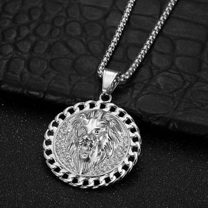 Collar con Colgante de Cabeza de León yunnique, Acero Inoxidable, Chapado en Oro, Joyería Hip Hop para Hombre, Cadena Cubana, Diseño del Zodiaco Animal - Product Image 2