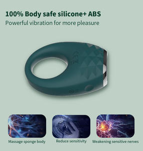 Dekorasi pabrik langsung dewasa mainan seks grosir vibrator silikon bergetar cincin Kokang untuk pria ukuran penuh cincin penis - Product Image 3