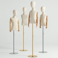 Mannequin d'Affichage pour Vêtements d'Enfants, Buste Supérieur, Bras en Bois Réglables, Base Métallique pour Boutique de Mode