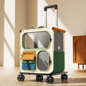 Chariot de transport pour animaux respirant type capsule spatiale avec fenêtre transparente, multi-poches, <span class=keywords><strong>poussette</strong></span> pour chien et chat, <span class=keywords><strong>roues</strong></span> silencieuses, pour voyages en extérieur - Product Image 1