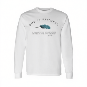 Camiseta de manga larga con versículo bíblico cristiano: Dios es fiel, Salmo 91, KJV - Product Image 2