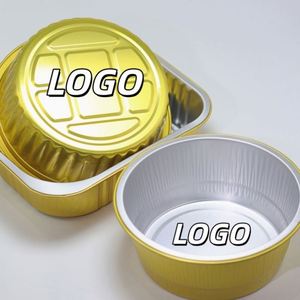 Boîte à lunch jetable couleur or en gros avec couvercle en aluminium recyclé et plastique PP – Contenants alimentaires à emporter en aluminium - Product Image 1