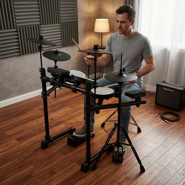 Professional Electric Drum Set with Mesh Head Drum Pads Foldable Design USB/Type-C Charging for Practice Recording High Quality