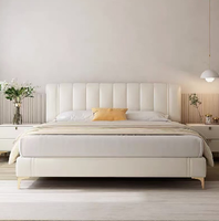Lit Modulaire Multifonctionnel en Cuir Souple Blanc sur Mesure, Taille King-Size, avec Rangement, Cadre en Bois Massif, Design Moderne pour Hôtel et Appartement