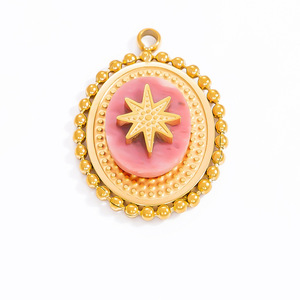 จี้สแตนเลสทรงดาวเรขาคณิตสไตล์โบฮีเมียน หินอาเกตธรรมชาติรูปทรงผสม สำหรับทำสร้อยคอ PJ91529A - Product Image 2