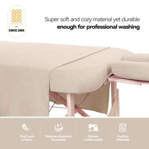 Mềm 100% cotton flannel 3-mảnh rắn thân thiện với môi tấm ga trải giường thiết lập với Facial Cover massage Flat & được trang bị Sheets đối với Spa sử dụng - Product Image 2