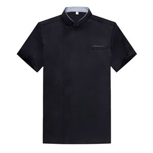 Blanco Poliéster Algodón Manga corta Logotipo personalizado Chef Restaurante con cremallera Camisas Anti-pilling Hotel Uniforme Ropa de cocina - Product Image 1