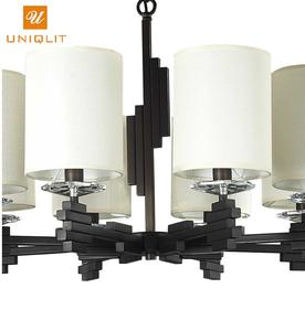 Cristal de hierro negro blanco crema blanca tela colgante luz para proyecto de Hotel - Product Image 3