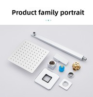 Ensemble de robinetterie de douche carré pour salle de bain, avec pommeau de douche pluie mural et accessoires de douche effet pluie