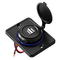 Panel Charger Mobil Tahan Air 12 Volt dengan Dua Port USB 5V 3.1A untuk Kapal, Bus, dan Kereta Api, Soket Charger Mobil 12V 24V dengan Port USB