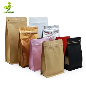 Reciclar 250g 500g 1000g 2kg impressos personalizados oito fundo plano sacos de embalagem de grãos de café com válvula de vedação lateral e zíper
