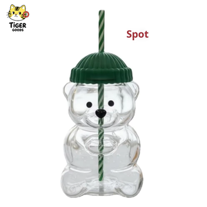 Bouteille d'eau en verre écologique TGYW en forme d'ours, <span class=keywords><strong>tasse</strong></span> Starbucks Teddy Bear avec paille et couvercle, design mignon - Product Image 1