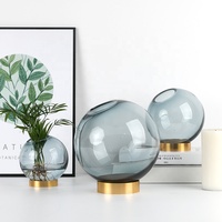 Vase en verre hydroponique doré, vase de style nordique avec bord métallique doré, décoration douce pour la maison, vente en gros, livraison directe