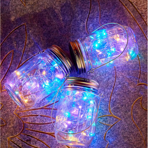 <b>Solar</b> Mason Jar Lamp Glass Outdoor LED <b>Light</b> Courtyard <b>Hanging</b> Decor - Product Image 1