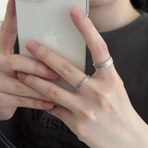 S925 Sterling Silver <b>Ring</b> Geometric Vertical Stripe Minimalist Open Band For Women Jewelry Gift - Product Image 5