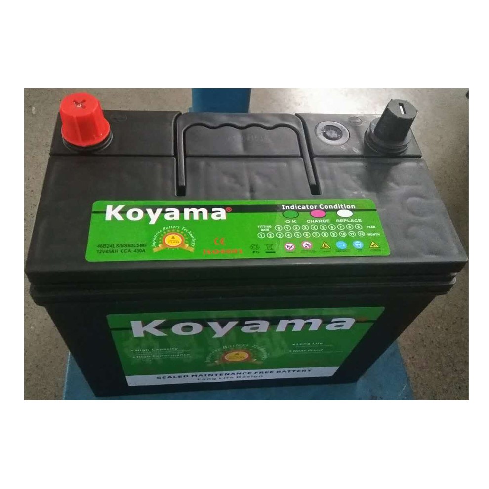 KOYAMA 12V 45Ah NS60LS MF автомобильный аккумулятор 46B24LS автомобильного аккумулятора