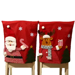 تصميم جديد للحيوان الرنة سانتا ثلج مطرزة عيد الميلاد كرسي الغطاء الخلفي