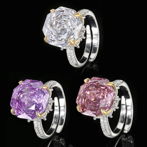 Gioielli alla Moda, Anello Ecologico in Rame Placcato Oro con Zirconia Cubica 14*14MM, Anello con Pietra Rosa per Donna, Elegante per Uso Quotidiano - Product Image 5