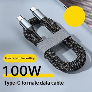 Nuevo <span class=keywords><strong>Cable</strong></span> de Datos Trenzado USB-C a USB-C de 100W, 1M 2M, <span class=keywords><strong>Cargador</strong></span> Móvil para <span class=keywords><strong>iPhone</strong></span>, Samsung, <span class=keywords><strong>Cable</strong></span> de Carga Tipo C para Laptop - Product Image 2