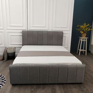 Lit de chambre à coucher moderne européen avec sommier relevable hydraulique, taille double, king ou queen, avec rangement ottoman rembourré gris - Product Image 4