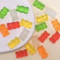 Nouvelles figurines miniatures en résine à dos plat, motifs oursons gélifiés, bonbons, slime et desserts, pour maison de poupée et bijoux DIY