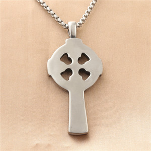 Men's Stainless Steel <b>Cross</b> Pendant Necklace Geometric Hollow Design Punk Retro Style - Product Image 2