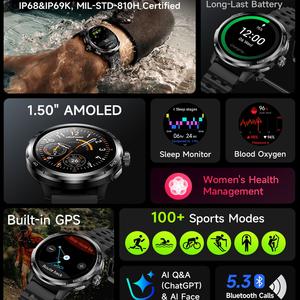 นาฬิกาอัจฉริยะ <span class=keywords><strong>Ulefone</strong></span> Armor <span class=keywords><strong>Watch</strong></span> Pro กันน้ำ นาฬิกาออกกำลังกายหน้าจอใหญ่ ตรวจจับสุขภาพ แบตเตอรี่ใช้งานได้ยาวนาน นาฬิกาอัจฉริยะบลูทูธ - Product Image 4