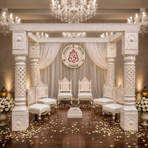 Crystal <b>Frame</b> Indian Wedding Mandap Stage Canopy With Adjustable Structure Flower Stand And Decorative <b>Backdrop</b> - Product Image 4