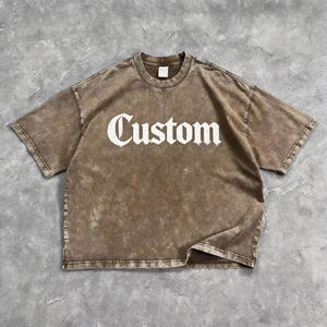 Alta calidad al por mayor Streetwear grueso 100% algodón suave impreso camiseta Unisex 300 Gsm de gran tamaño pesado con patrón - Product Image 3