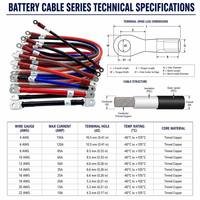 Câble de borne de batterie robuste M8 à anneau 16 mm AWG 6 40C +105C, courant élevé, alimentation CC, moto, automobile, électronique