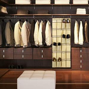 Spot 24 Grid Beige Home Pocket Non-Woven Fabric <b>Storage</b> Bag Behind the Door <b>Shoe</b> Hanging Bag - Product Image 4