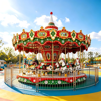 Manège de Noël extérieur à thème, carrousel lumineux à LED en fibre de verre et métal, manège électrique pour centre commercial et parc à thème