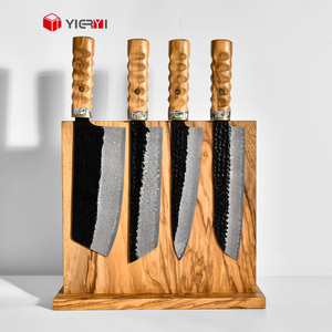 Yieryi couteau de couperet de boucher fait à la main poudre acier damas couteau à découper chinois avec manche en coquille d'ormeau en bois d'olivier - Product Image 4