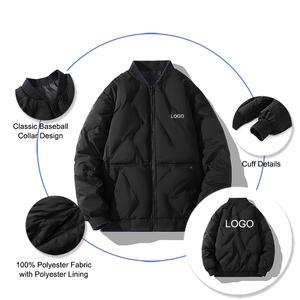 Piumino invernale Unisex Unisex <span class=keywords><strong>senza</strong></span> colletto con Logo personalizzato giacca da Baseball imbottita in poliestere - Product Image 2