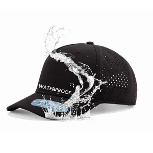 BSCI, gorra Snapback de Hip Hop con logotipo bordado de 6 paneles de alta calidad personalizada, sombrero perforado con agujero cortado con láser de ala plana de poliéster gris