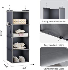 4-<b>Shelf</b> Hanging Organizer Closet Hanging <b>Shelves</b> Closet Hanging Storage Organizers for Bedroom Baby Nursery Camper Accessories - Product Image 3